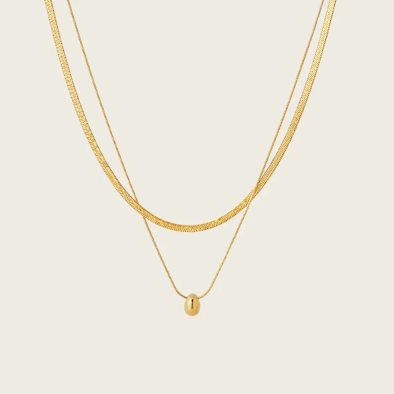 women’s silver necklaces -Herringbone Duo Necklace in Gold