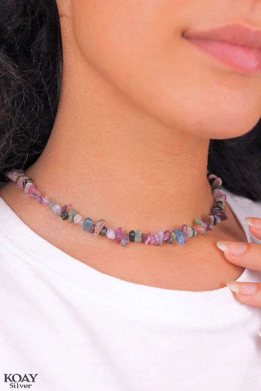 chunky necklaces for women -Tourmaline Stones Necklace