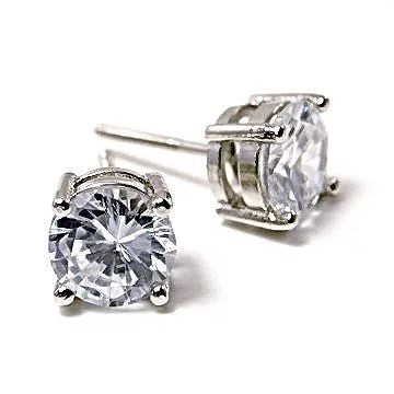 women’s hoop earrings with diamonds -Clark: Mens 6mm Russian Ice Diamond CZ 1.5 carat Screw Back Earrings