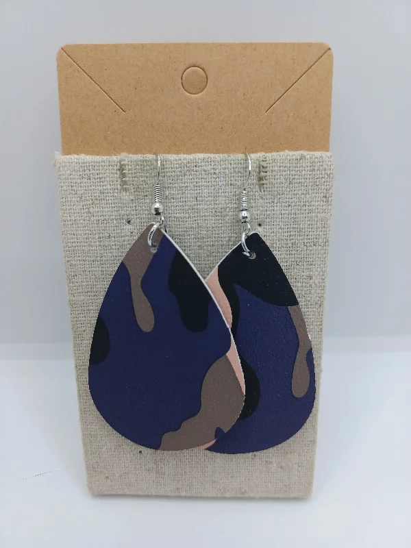 women’s chandelier drop earrings -Purple, Grey, Black, and Peach Camo Earrings