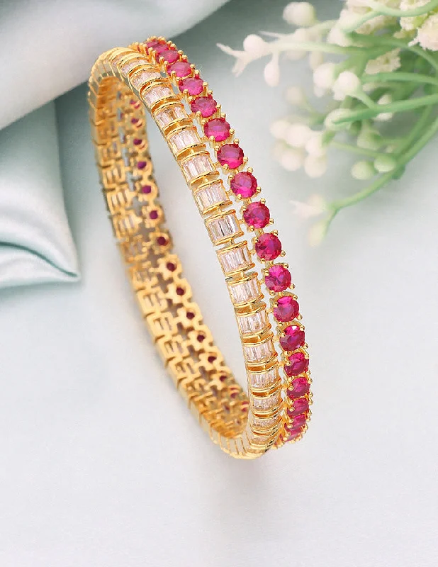 dainty bracelets for women -Designer Zircon Gold Plated Bangles ZBGL11010