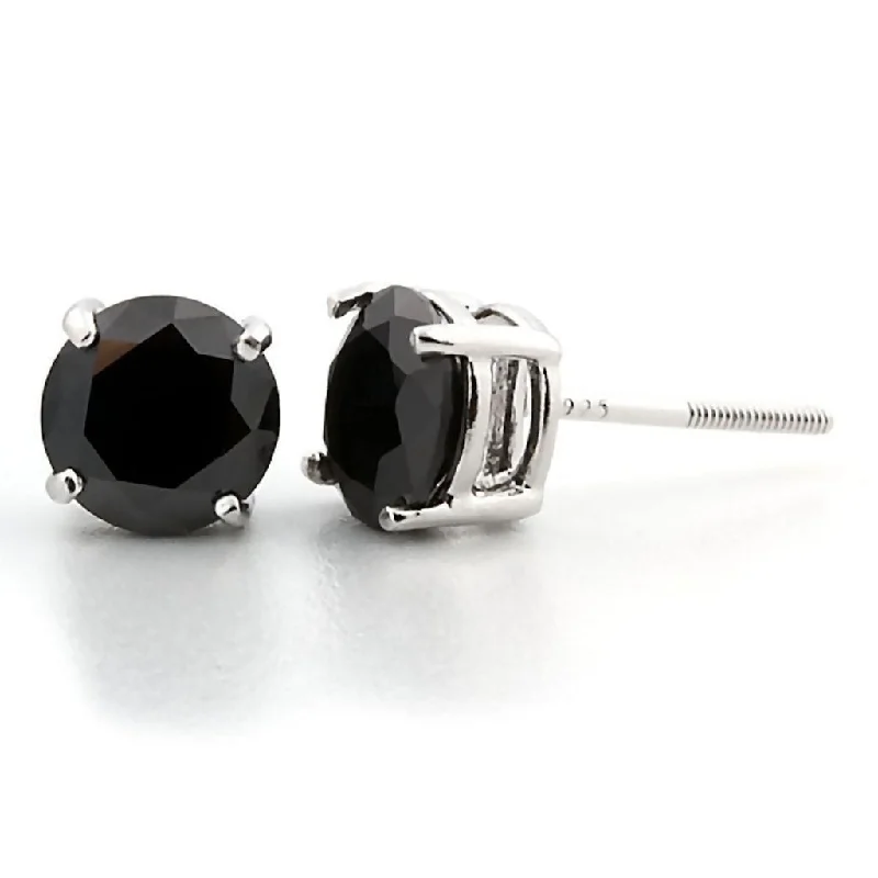 women’s chandelier earrings -Chris: 7mm, 2.50ct Black Ice Simulated Diamond CZ Screw Back Earrings