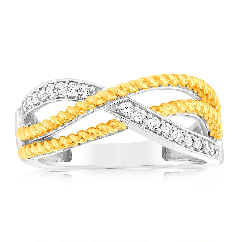 radiant cut engagement rings for women -Luminesce Lab Grown 1/6 Carat Diamond Ring in 9ct Yellow Gold & Sterling Silver