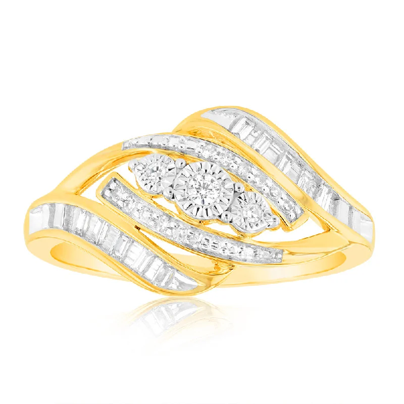 rose gold engagement rings for women -Luminesce Lab Grown 0.18Ct Diamond Ring in 9ct Yellow Gold