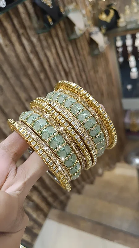 fashion bracelets for women -AD Pakistani Bangles Set Bollywood Inspired Design