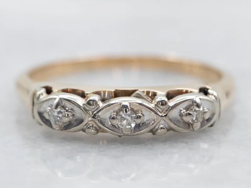 affordable wedding rings for women -Retro Era Three Stone Diamond Ring