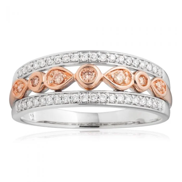 women’s simple engagement rings -Pink Diamond 9ct Rose Gold Diamond Ring