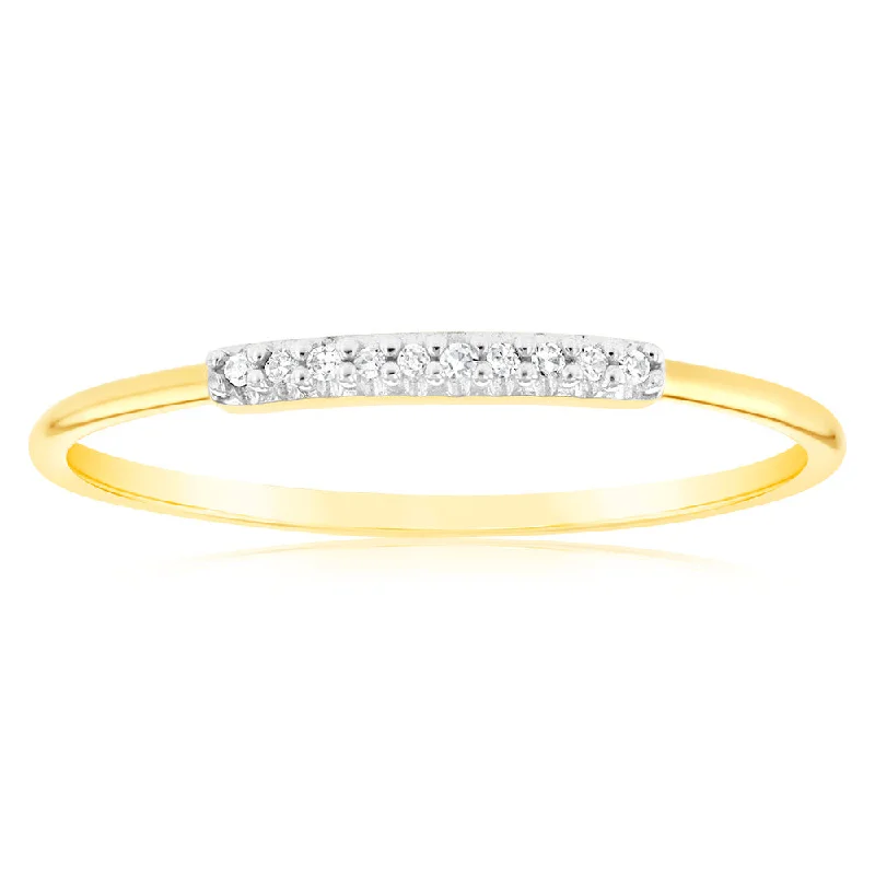 custom diamond engagement rings -9ct Yellow Gold Diamond Ring with 10 Brilliant Diamonds