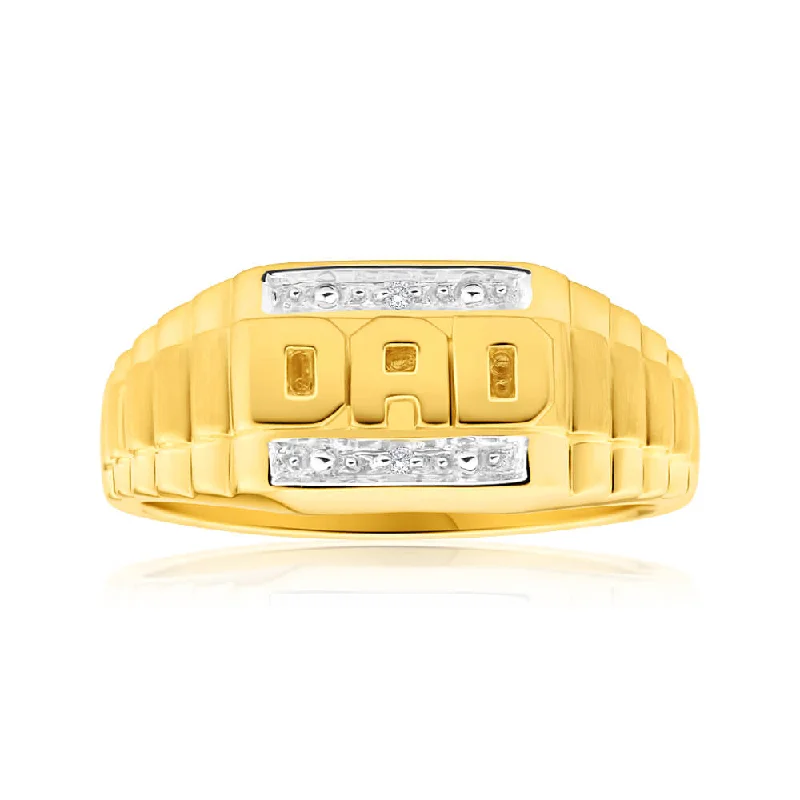 women’s gold engagement rings -9ct Yellow Gold & White Gold 'Dad' Diamond Ring