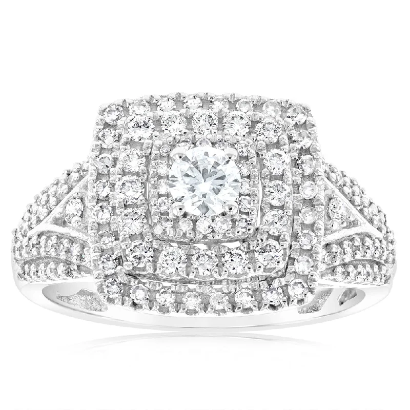 women’s cushion-cut diamond engagement rings -Luminesce Lab Grown 1 Carat Diamond Ring in 10ct White Gold