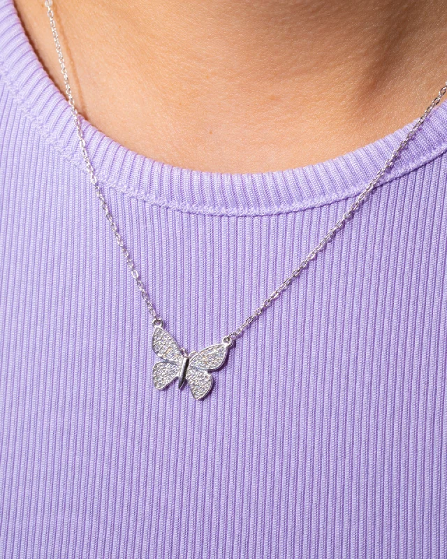 trendy pendant necklaces for women -Zircon Butterfly (01) Necklace