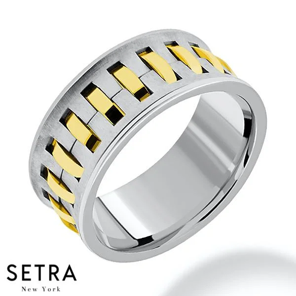 silver eternity bands for women -Hand Craft Work Designer For Him & Hers Solid Wedding Band 14K Gold