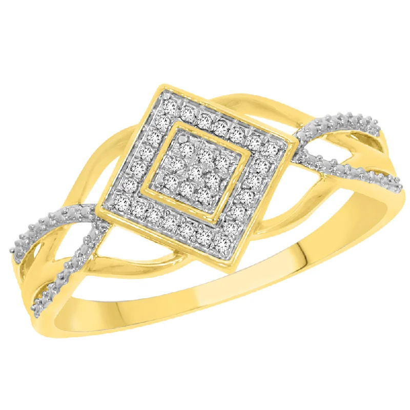 women’s colored gemstone engagement rings -9ct Yellow Gold Split Shank Diamond Ring with 33 Brilliant Cut Diamonds