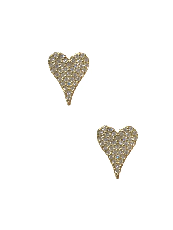 women’s stud earrings with diamonds -Large Pave Heart Studs