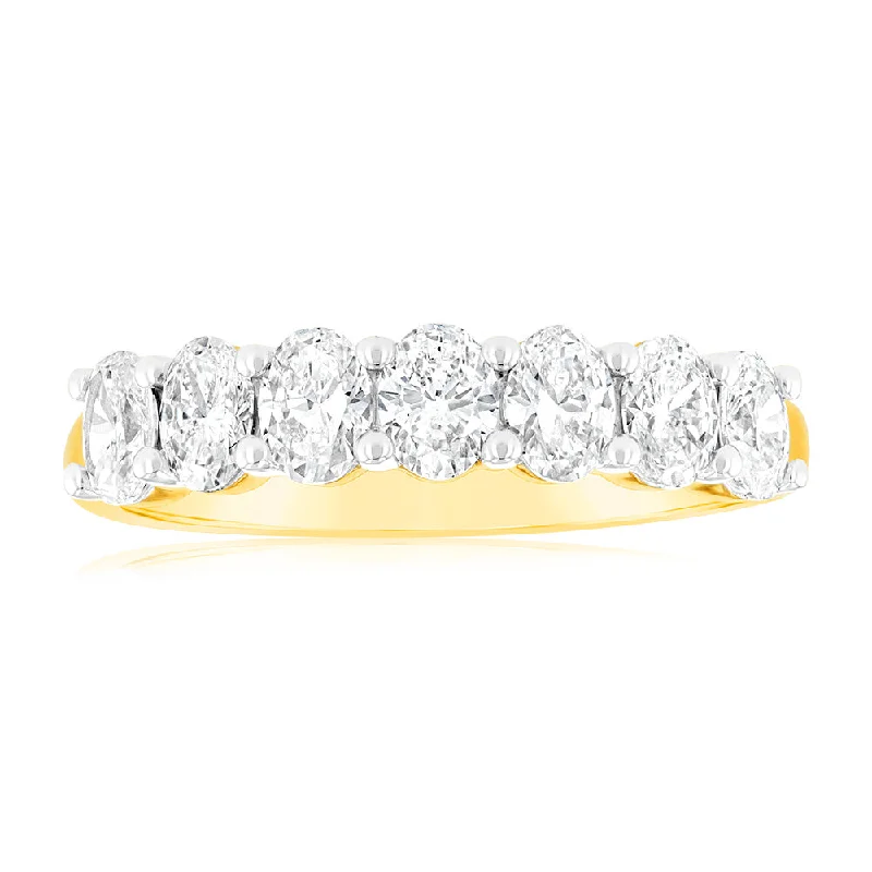 classic solitaire engagement rings -Luminesce Lab Grown 1 Carat Oval Diamond Eternity Ring in 18ct Yellow Gold