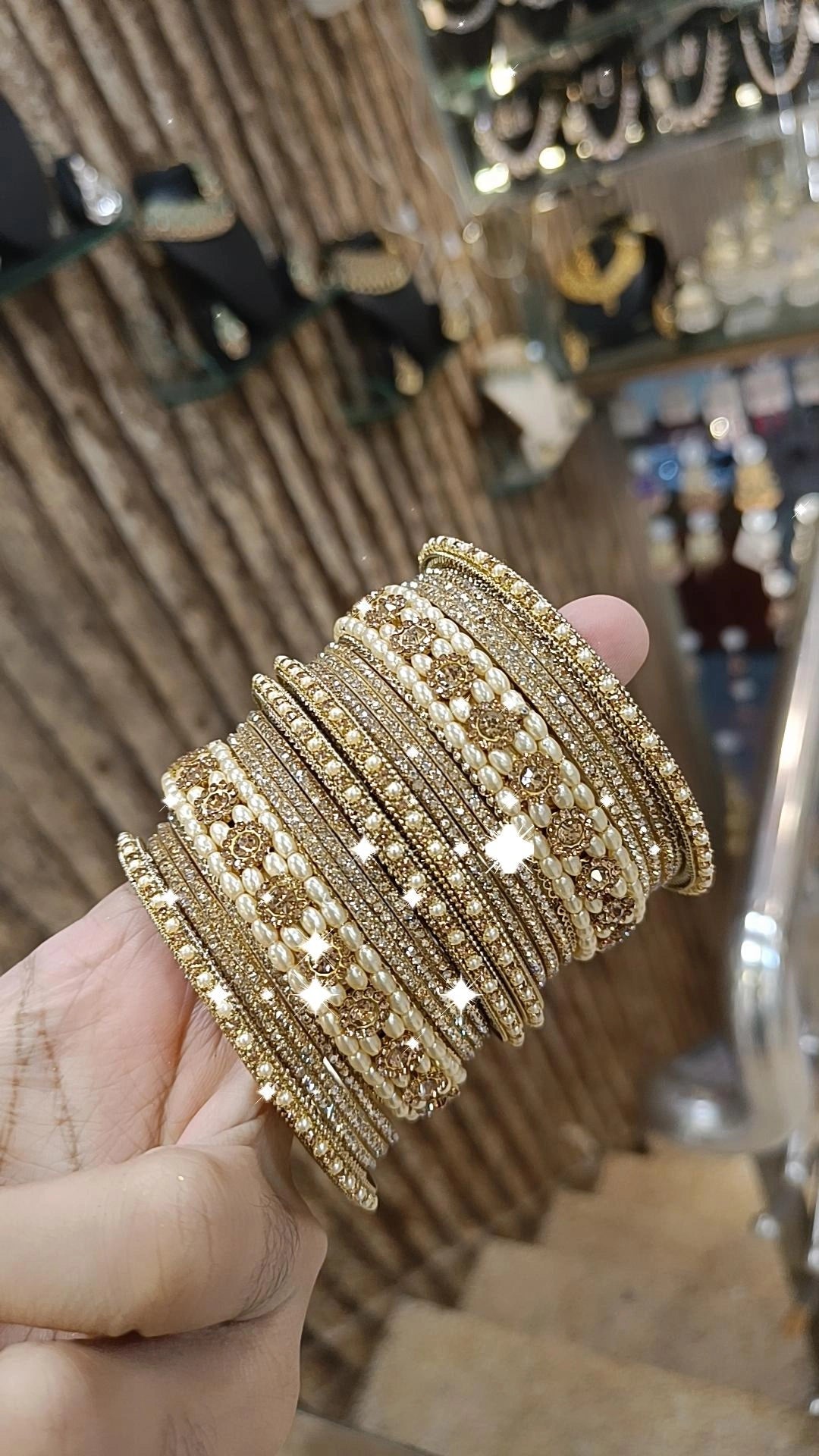 designer bracelets for women -Radiate Royalty Golden Pearl Bangles Indian Jewelry Set