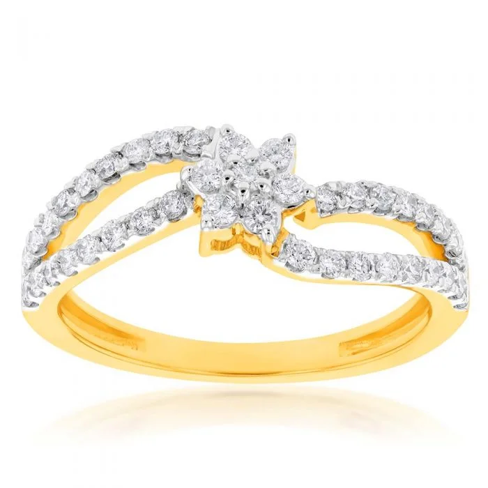 women’s alternative stone engagement rings -Luminesce Lab Grown 9ct Yellow Gold 0.40 Carat Diamond Ring with 41 Diamonds