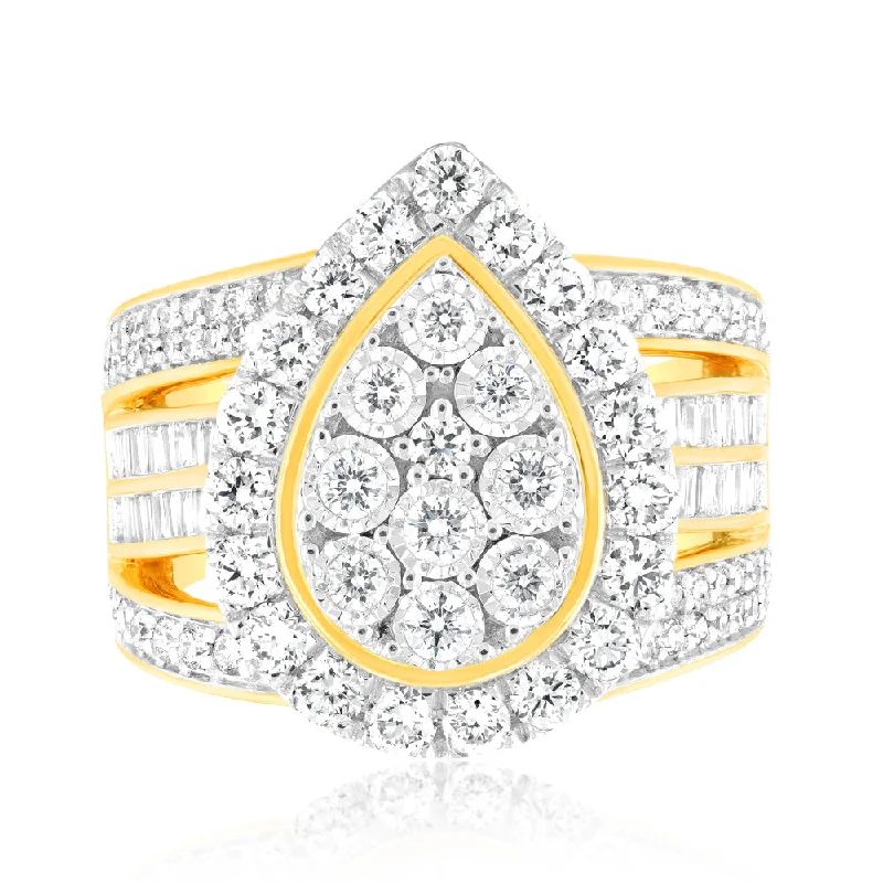 women’s emerald engagement rings -Luminesce Lab Grown 2 Carat Diamond Ring in 9ct Yellow Gold