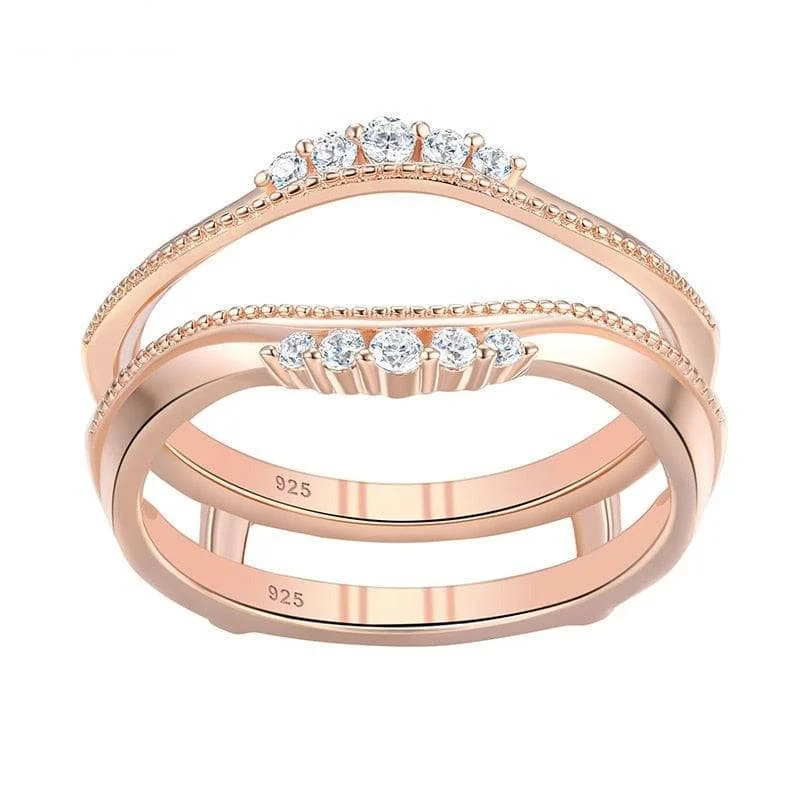 women’s luxury diamond rings -Rose Gold Protective Hollow Wedding Ring