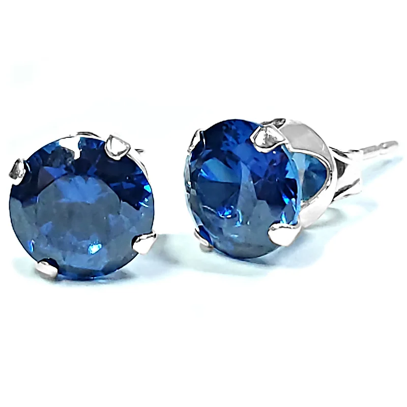 large statement earrings for women -1000 Jewels Brilliant Cut Simulated Sapphire Ice CZ Sterling Silver Stud Earrings