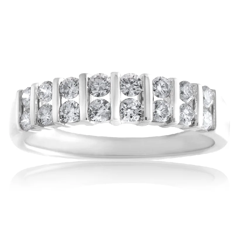 classic engagement rings for women -9ct White Gold 1/2 Carat Double Row Channel Set Diamond Ring