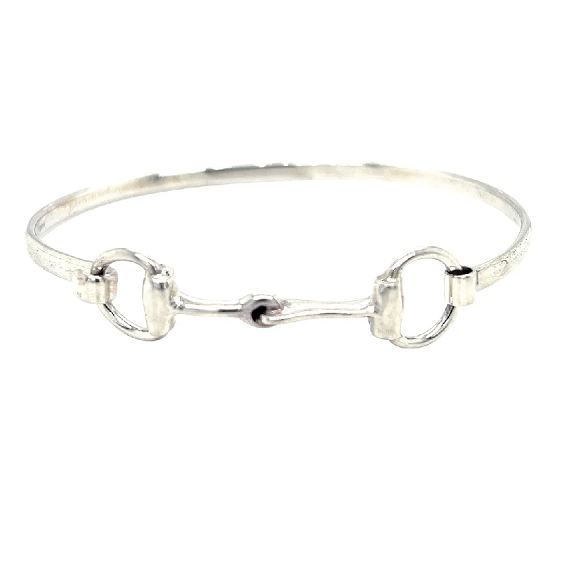 handmade bracelets for women -Silver Horse Bit Bangle