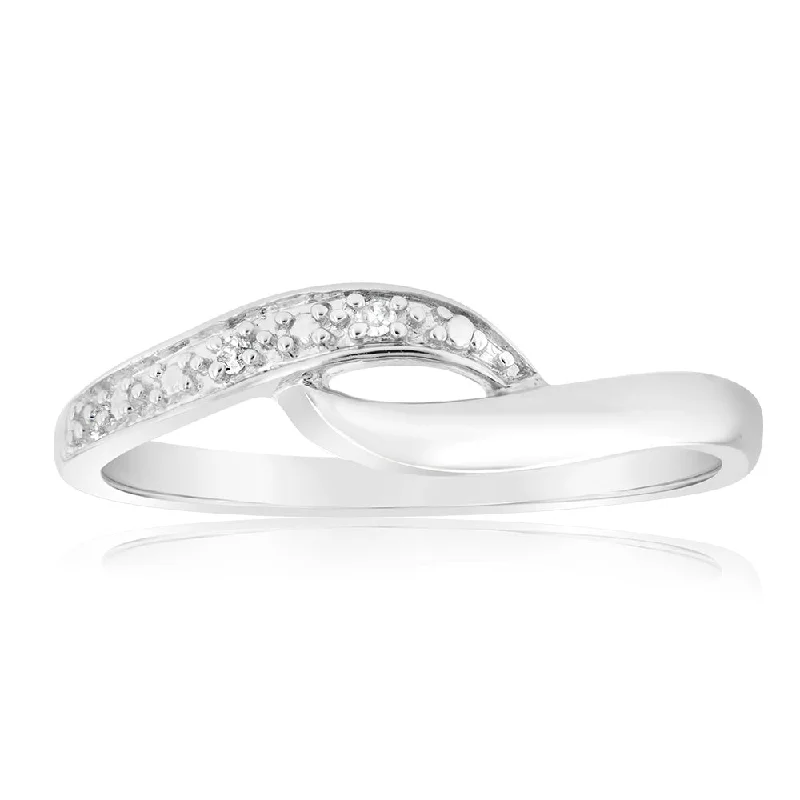 affordable wedding rings for women -Sterling Silver 0.01 Carat Diamond Ring with 2 Brilliant Cut Diamonds