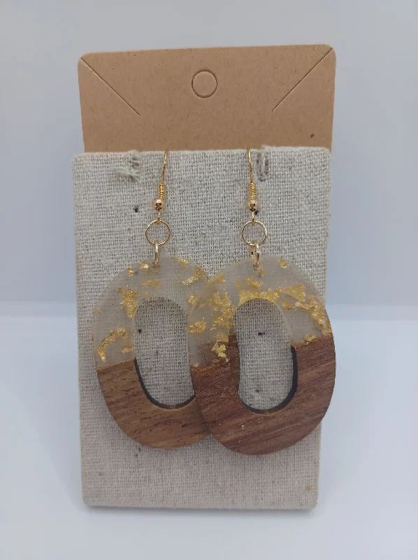 women’s dainty earrings -Wooden & Acrylic Earrings w/ Gold Flecks