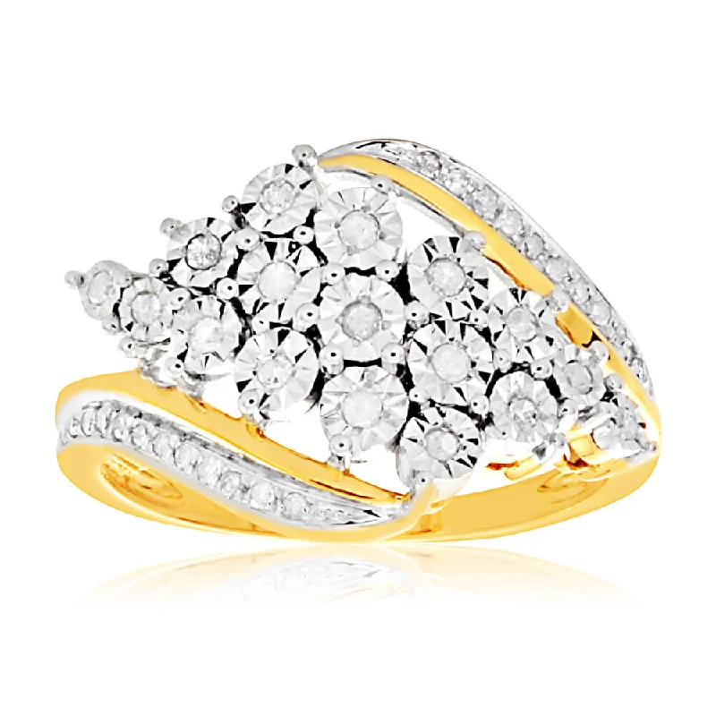 classic engagement rings for women -1/5 Carat Diamond Ring in 9ct Yellow Gold