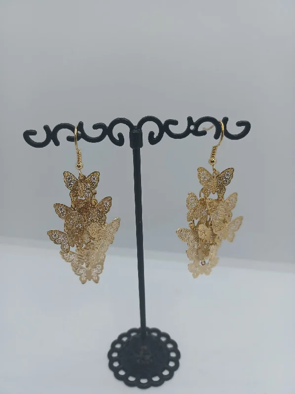 unique hoop earrings for women -Gold Butterfly Earrings