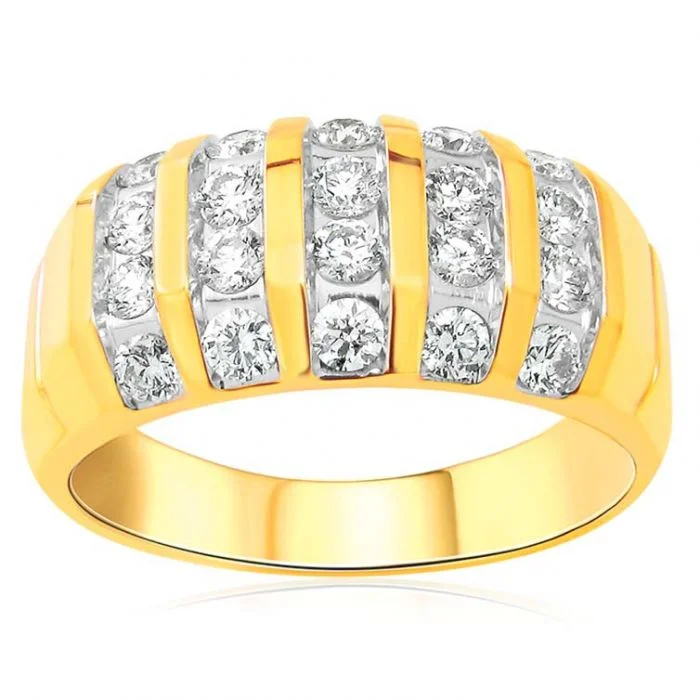 women’s simple engagement rings -9ct Yellow Gold Diamond Ring Set with 20 Stunning Brilliant Diamonds