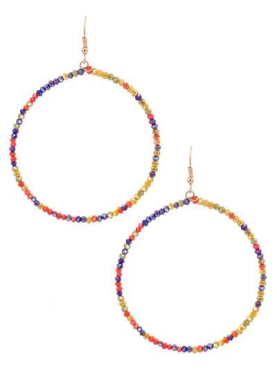 women’s minimal earrings -Multicolored Glass Beaded Earrings