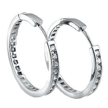 women’s triangle stud earrings -40mm Russian CZ Eternity Hoop Earrings 925 Silver, 4.2 cts