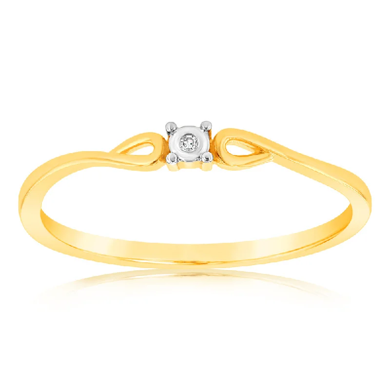 women’s traditional engagement rings -9ct Yellow Gold With 1 Brilliant Cut Diamond Ring