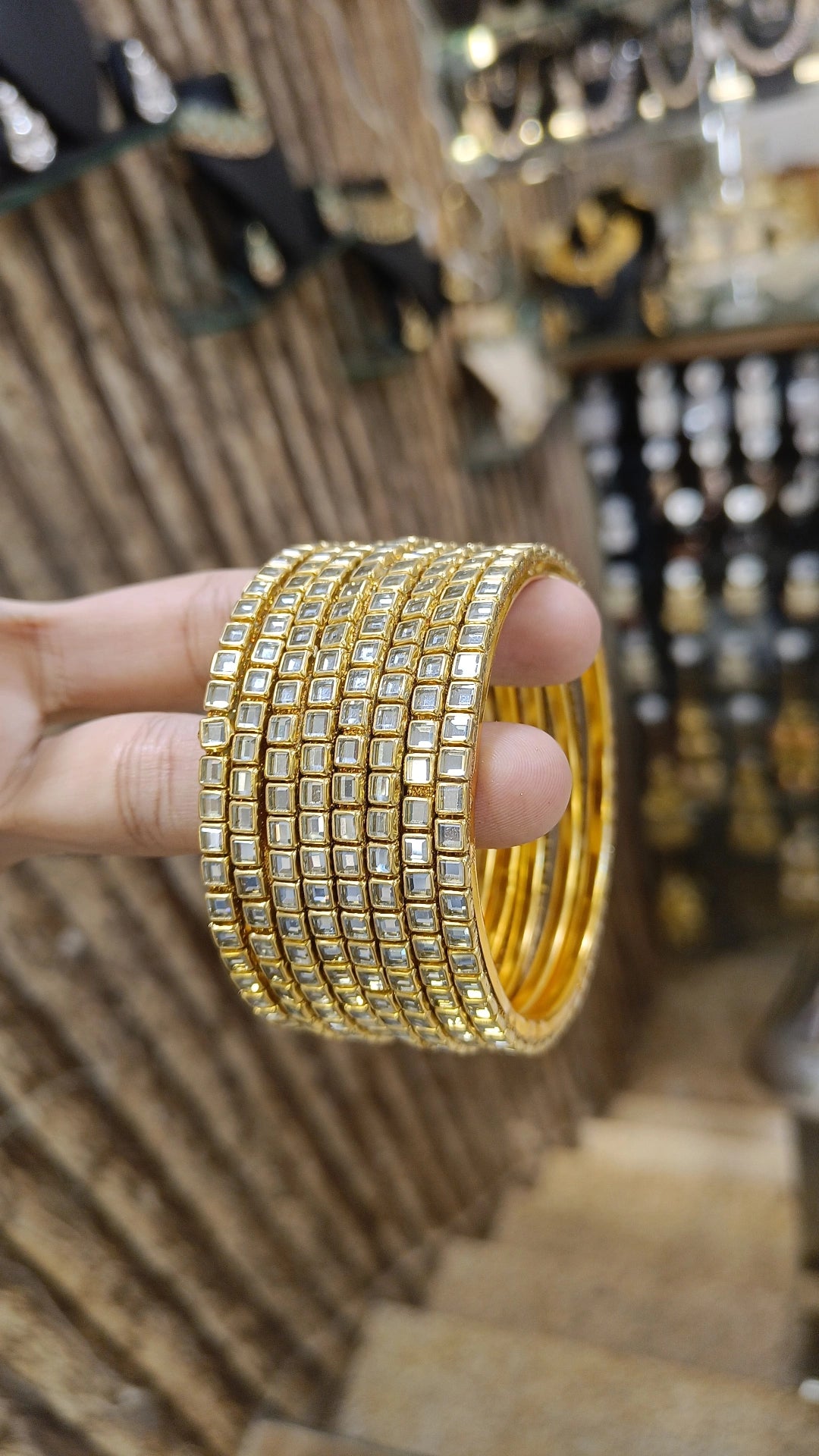 women’s gold-plated bangles -Exquisite Gold Plated Gemstone Bangles Stack Indian Weddings Jewelry