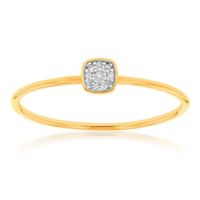 women’s wedding and engagement ring sets -9ct Yellow Gold Diamond Ring with 8 Brilliant Diamonds