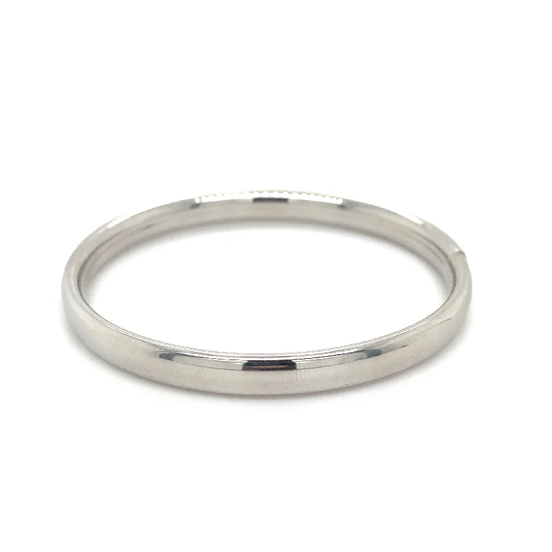 vintage bangles for women -Sterling Silver Oval Shape Bangle