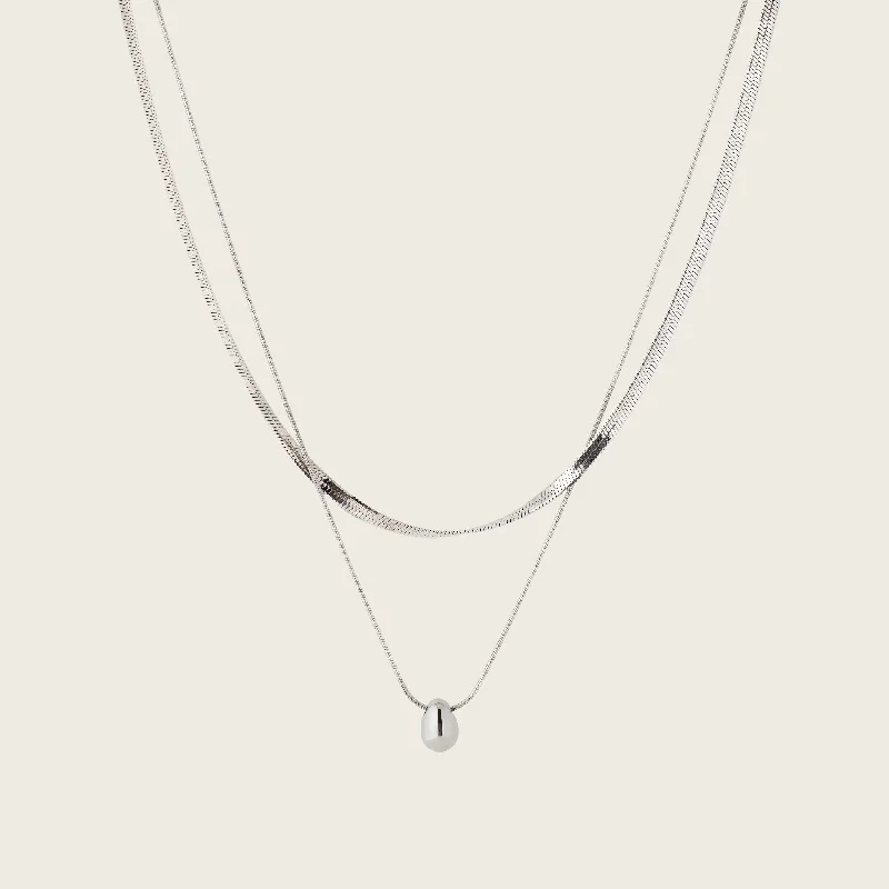 personalized necklaces for women -Herringbone Duo Necklace in Silver