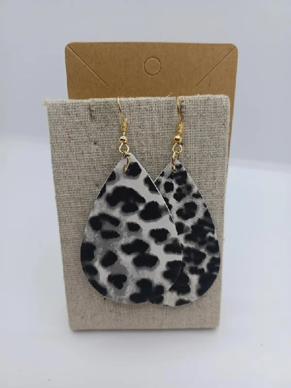 women’s statement gemstone earrings -Light Grey Leopard Earrings