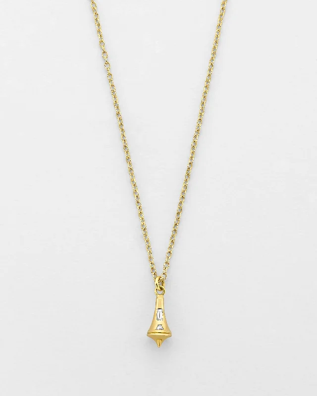 bridal diamond necklaces -Chain Reaction Pendulum Bell Necklace