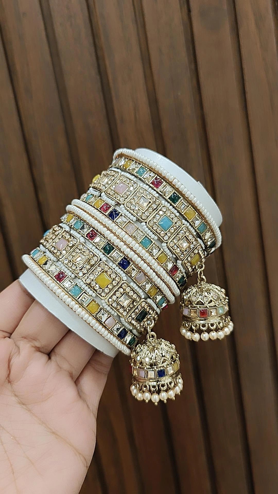 modern bangles for women -Bridal Wedding AD Bangles Bollywood Indian Jewelry Set