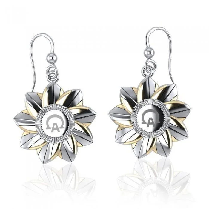 women’s oval earrings -Alpha Omega Sterling Silver with 14K Gold Accent Earrings MER513