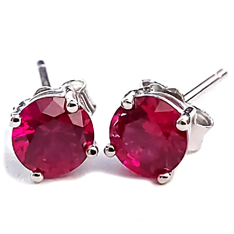 women’s adjustable earrings -1000 Jewels Brilliant Cut Simulated Ruby Ice CZ Silver Stud Earrings