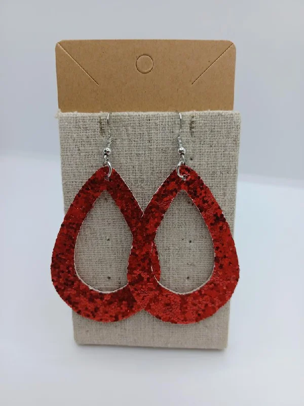 women’s gold dangling earrings -Red Glitter Earrings