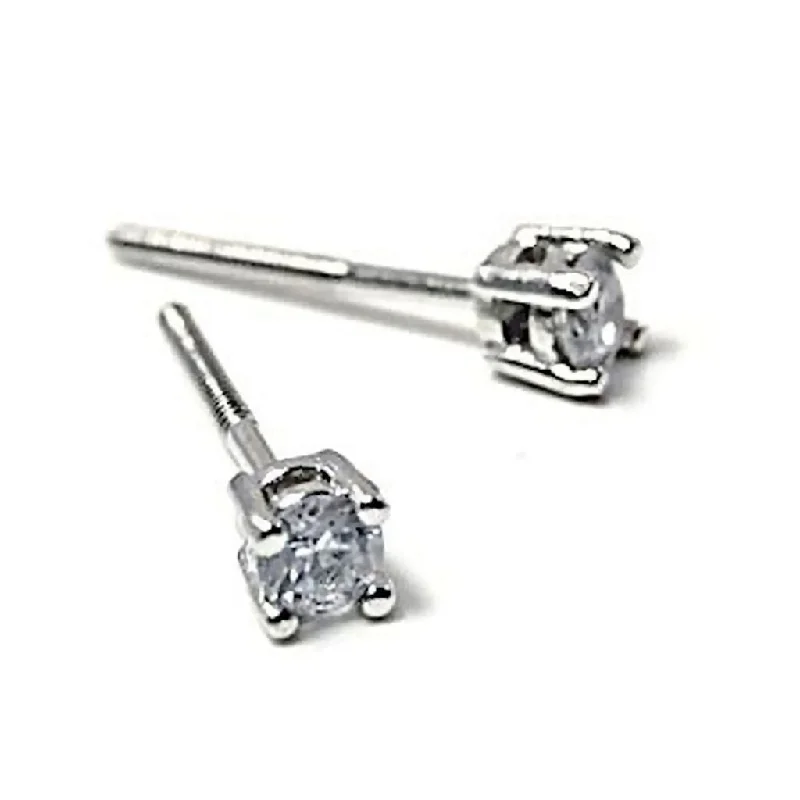 diamond stud earrings for women -Clark: Mens 3mm Russian Ice CZ Simulated Diamond Screw Back Earrings