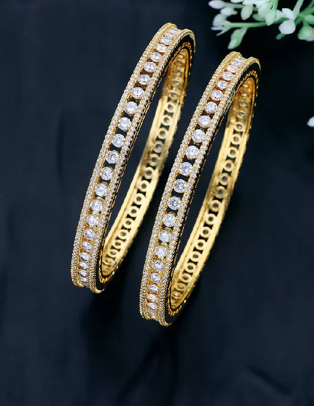 silver chain bracelets for women -Designer Zircon Gold Plated Bangles ZBGL11009