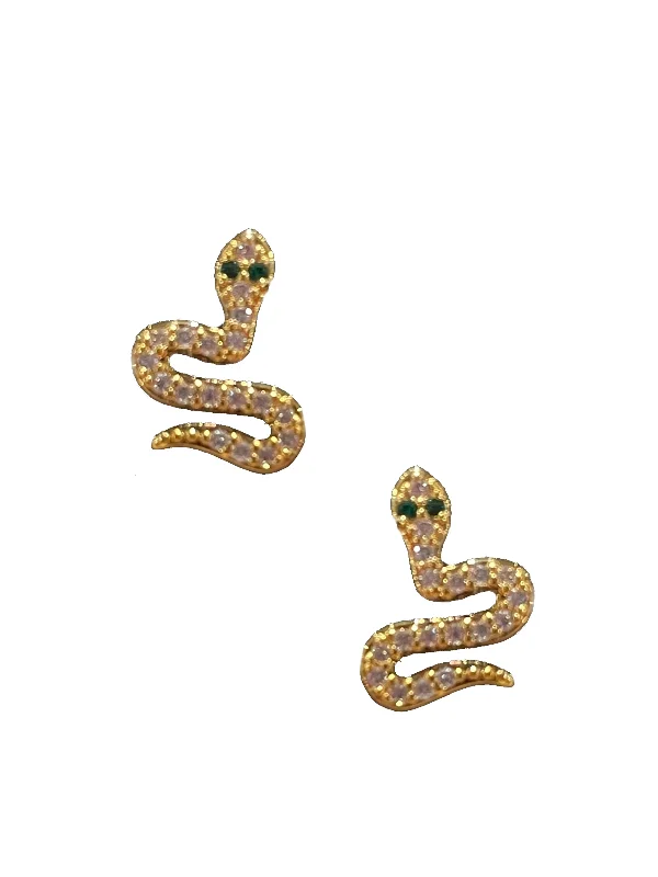 women’s vintage earrings -Snake Stud - Gold