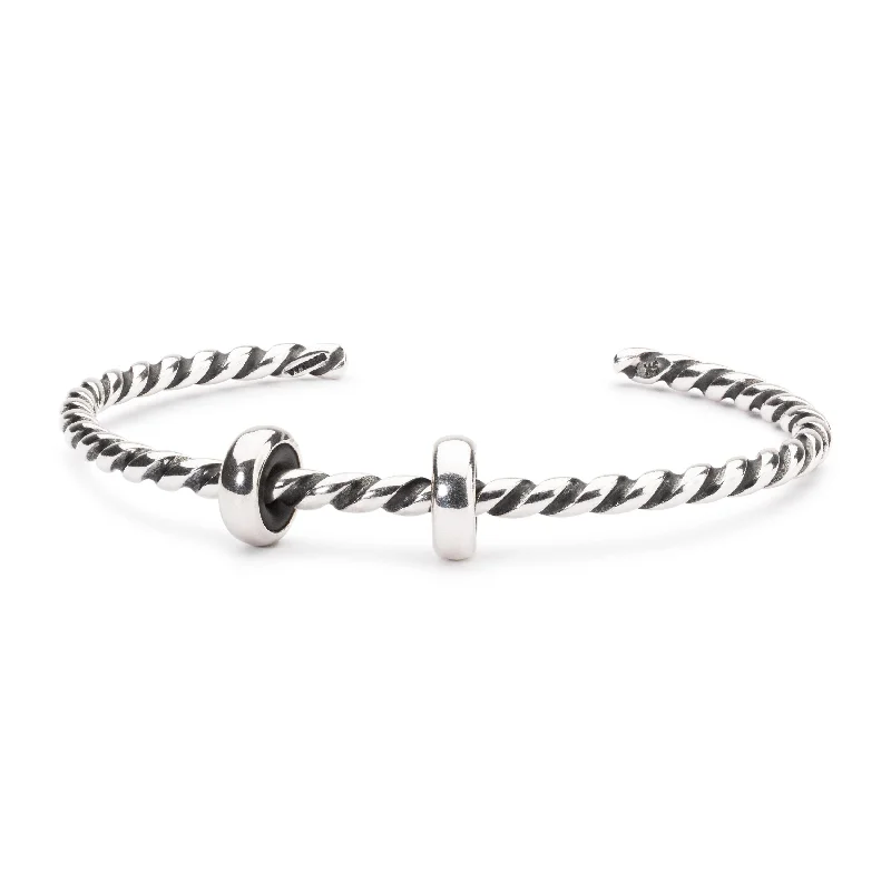 affordable bangles for women -Twisted Silver Bangle with 2 x Silver Spacers