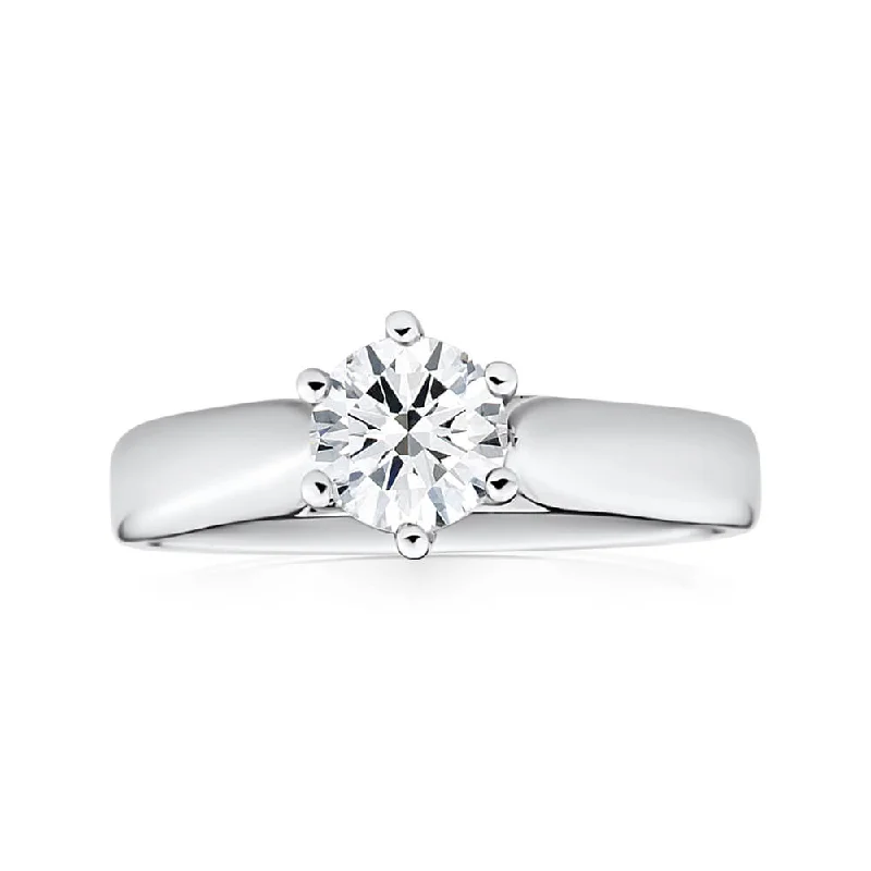 women’s solitaire engagement rings -18ct White Gold 0.70 Carat GI Colour SI Clarity Certified Diamond Ring