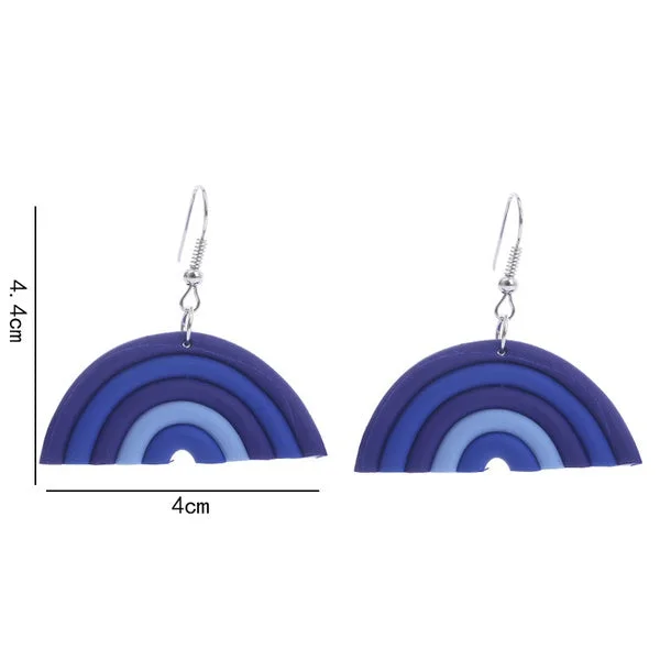 custom earrings for women -Blue Acrylic Rainbow Earrings